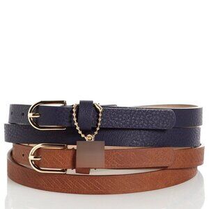 Nautica Women's Rope Embossed Charm Belt Tan/Navy Size Small Pack of Two New